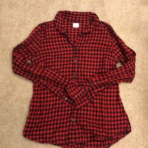 J crew black and red buffalo check button down